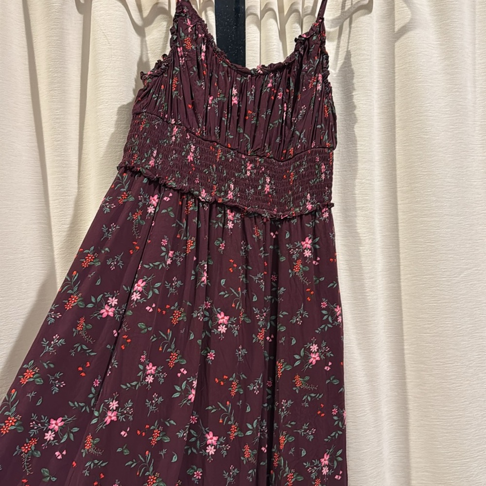 Maroon floral midi